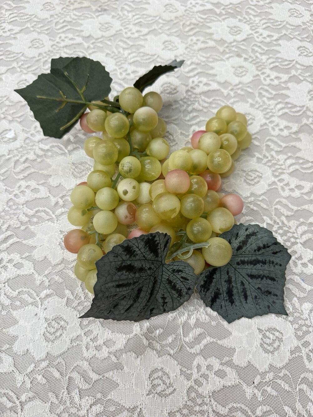 Artificial Fruit Green Grape Cluster 7.5" Fake Grapes Bunch Realistic Props (2
